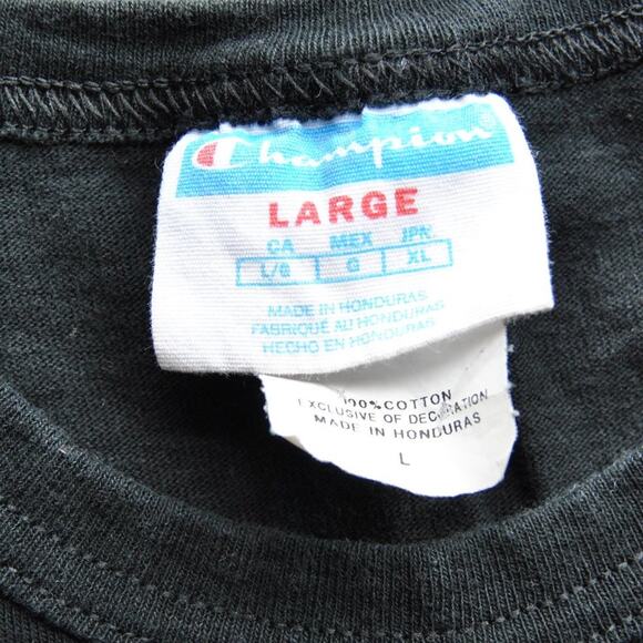 Champion Large Black w/ White & Red Logo Short Sleeve Shirt - Picture 3 of 5